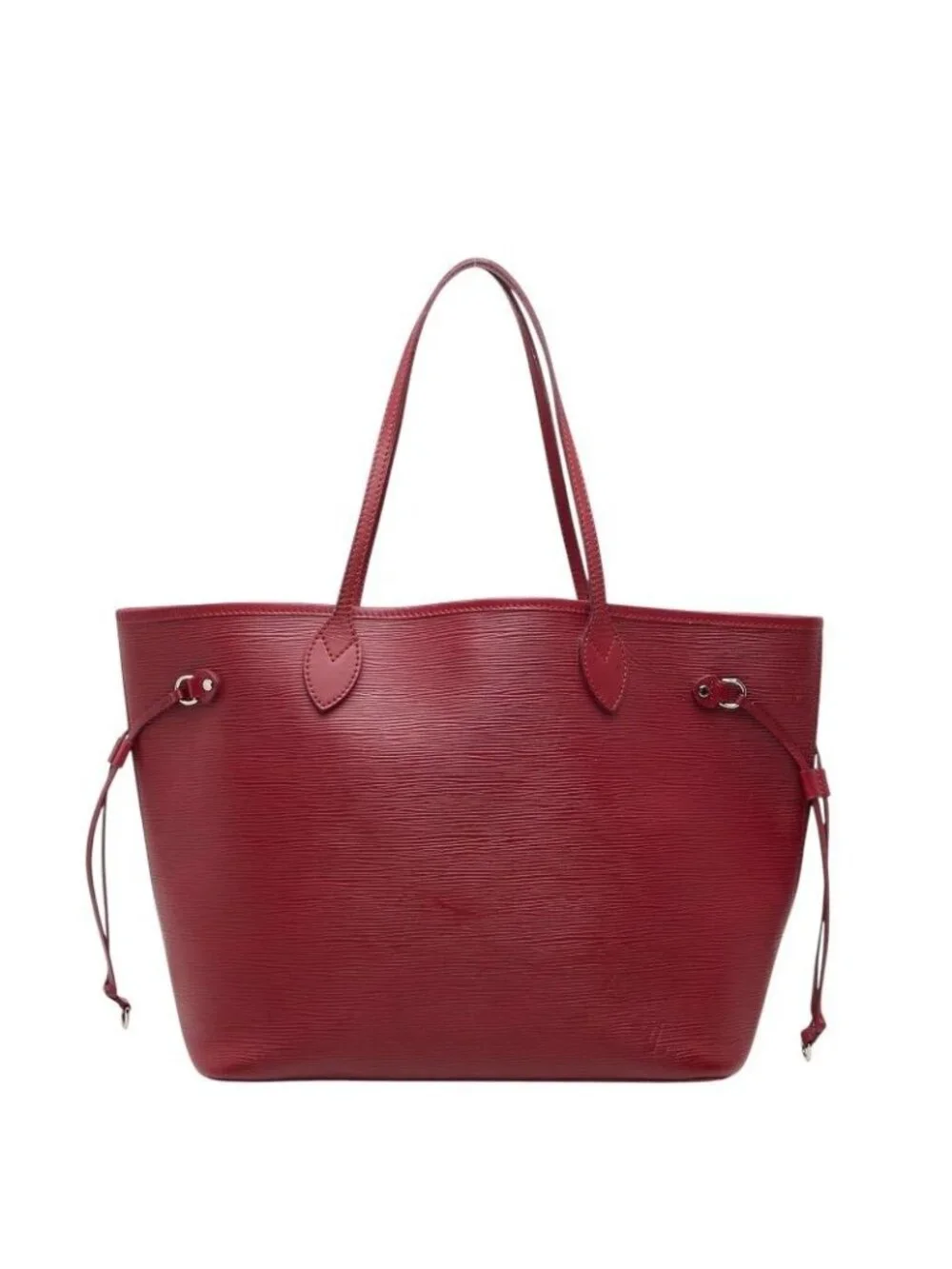 Louis Vuitton Epi Neverfull MM Tote Shoulder Bag Fuchsia Wine Red Leather